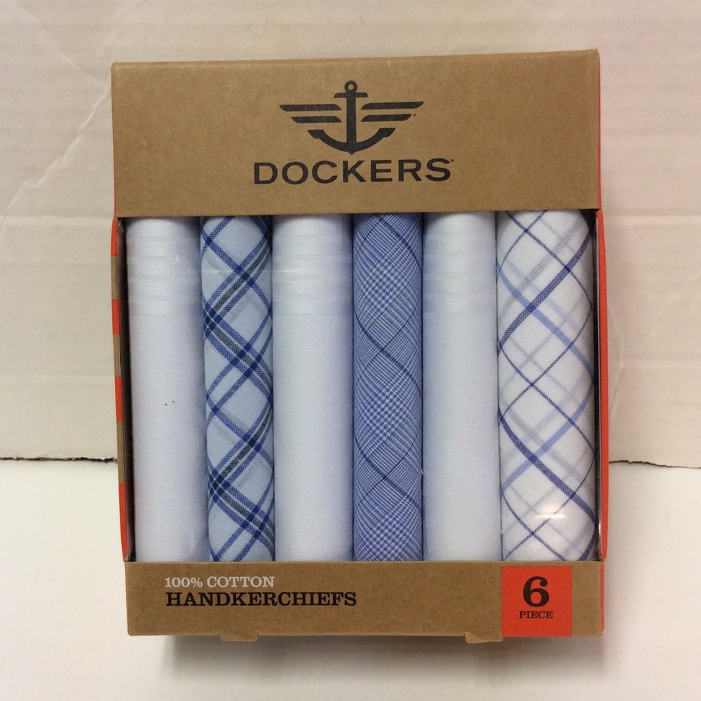 Dockers Blue White 6 piece Handkerchiefs New